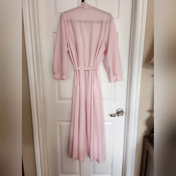 VTG Dominique Grannycore 80's Pink Soft Polyester Robe/House Coat Size L - Picture 6 of 8